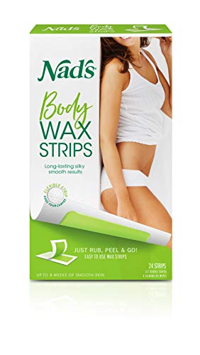 Nad’s Body Wax Strips Hair Removal For Women At Home plus 4 Calming Oil Wipes, 24 Count