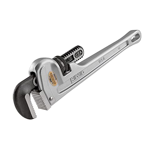 Ridgid 47057 Model 812 Aluminum Straight Pipe Wrench, 12-inch Plumbing Wrench, Silver, Small