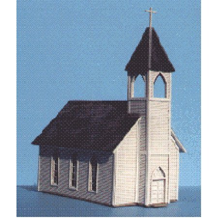 N Scale Church — 3 x 1-7/8 x 4″ 7.5 x 4.6 x 10cm