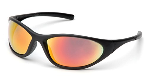 Pyramex Zone Ii Safety Eyewear, Ice Orange Mirror Lens With Matte Black Frame