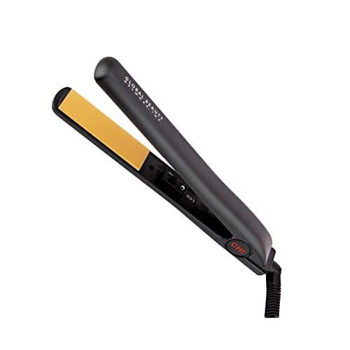 CHI Original Ceramic Hair Straightening Flat Iron | 1″ Plates | Black | Professional Salon Model Hair Straightener | Includes Heat Protection Pad