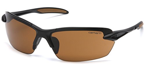 Carhartt Spokane Lightweight Half-Frame Safety Glasses, Black Frame, Sandstone Bronze Lens