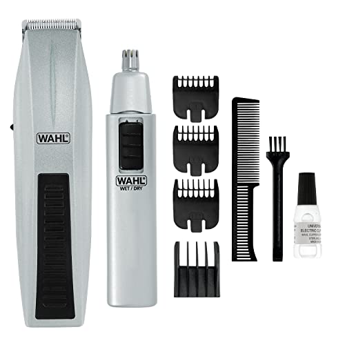 Wahl Mustache and Beard Battery Operated Beard Trimming kit for Mustaches, Beard, Neckline, Light Detailing and Grooming with Bonus Nose & Ear Trimmer – Model 5537-420