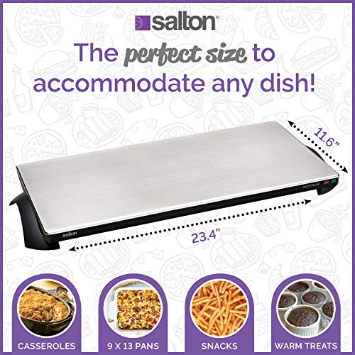 Cordless Warming Tray by Salton | Large Electric Hot Plate | Cooking, Serving & Warming Tray | 23-3/4” x 11-3/4” Hot Plate | The Storepaperoomates Retail Market - Fast Affordable Shopping