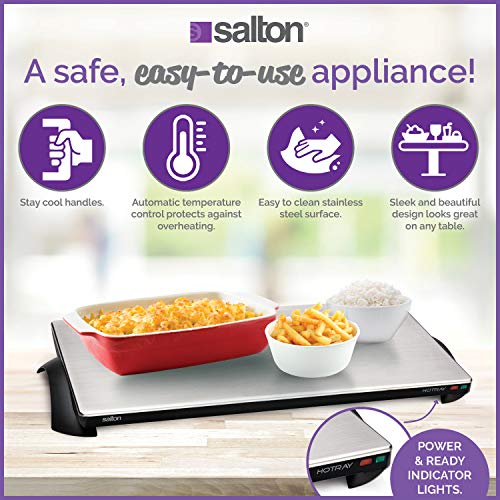 Cordless Warming Tray by Salton | Large Electric Hot Plate | Cooking, Serving & Warming Tray | 23-3/4” x 11-3/4” Hot Plate | The Storepaperoomates Retail Market - Fast Affordable Shopping
