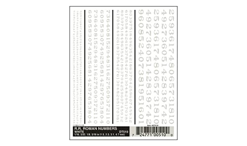 Woodland Scenics Dry Transfer Decals Railroad Roman Numbers White