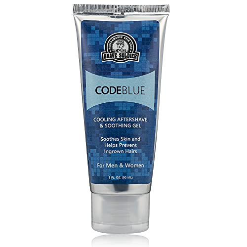 Brave Soldier Code Blue After Shave for Men and Women – 3 fl. oz. – Cooling & Soothing Gel, Neck Burn Treatment, Sun Burn & Rash Relief