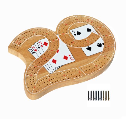 WE Games Classic Wooden 29 Cribbage Board Game with 3 Lanes