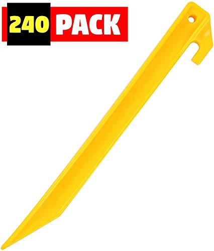 Army Universe Bright Yellow 9″ Durable Plastic Tent Pegs Spikes Hook 240-Pack | The Storepaperoomates Retail Market - Fast Affordable Shopping