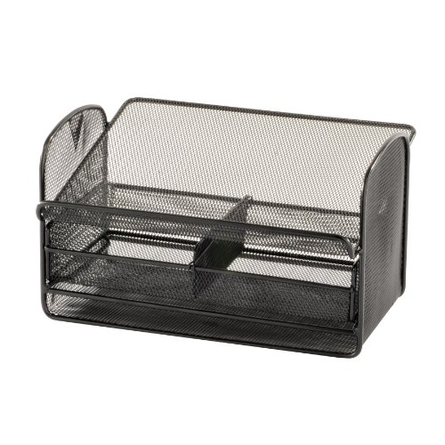 Safco Products 2160BL Onyx Mesh Telephone Stand with Drawer, Black