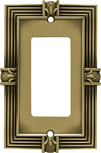 Franklin Brass 64473 Pineapple Single Duplex Outlet Wall Plate, Tumbled Antique Brass