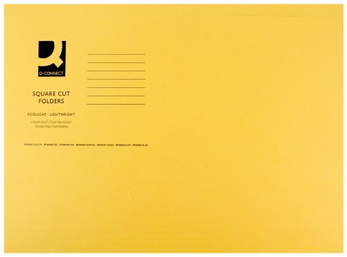 Q Connect Light Weight 180gsm Foolscap Square Cut Folder – Yellow