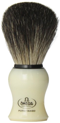 Omega 13109 Creamy Curved Handle Pure Badger Shaving Brush