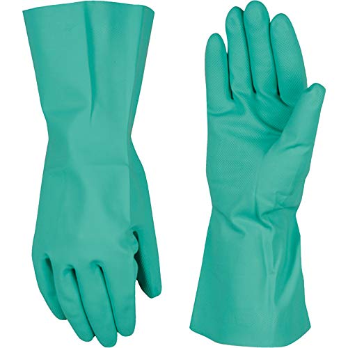 Chemical Resistant Nitrile Gloves,  Solvent and Pesticide Resistant, Reusable, Large (Wells Lamont 178L) , Green
