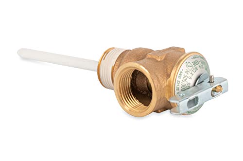 Camco Automatic Temperature and Pressure Relief Valve with Extension Probe and Lever | Features an All Brass Body with a Stainless Steel Pressure Spring | (10473)