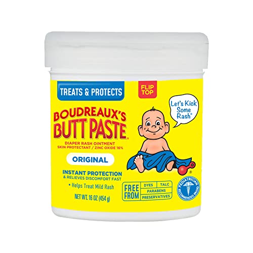 Boudreaux’s Butt Paste Original Diaper Rash Cream, Ointment for Baby, 16 oz Flip-Top Jar