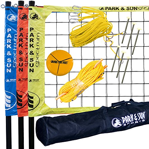 Park & Sun Sports Tri-Ball Volleyball: Portable Outdoor 3-Way Net System, Professional Series