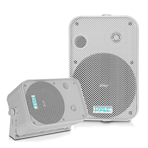 Pyle Home Dual Waterproof Outdoor Speaker System – 6.5 Inch Pair of Weatherproof Wall / Ceiling Mounted Speakers w/ Heavy Duty Grill, Universal Mount-For Use in the Pool, Patio, Indoor PDWR50W (White)