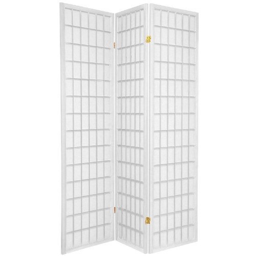 Oriental Furniture 6 ft. Tall Window Pane Shoji Screen – White – 3 Panels