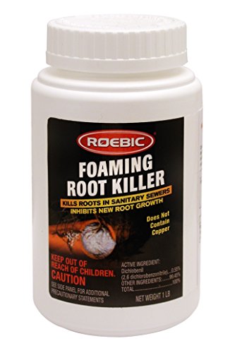 Roebic FRK-1LB Foaming Root Killer, Clears Pipes and Stops New Growth, Safe for All Plumbing, 1 Pound White