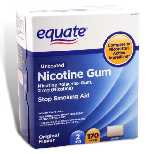 Equate – Nicotine Gum Polacrilex 2 mg, Stop Smoking Aid, Original Flavor, 170 Pieces