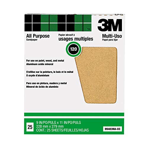 3M Pro-Pak Aluminum Oxide Sheets for Paint and Rust Removal, 9-In by 11-In, 120 Grit