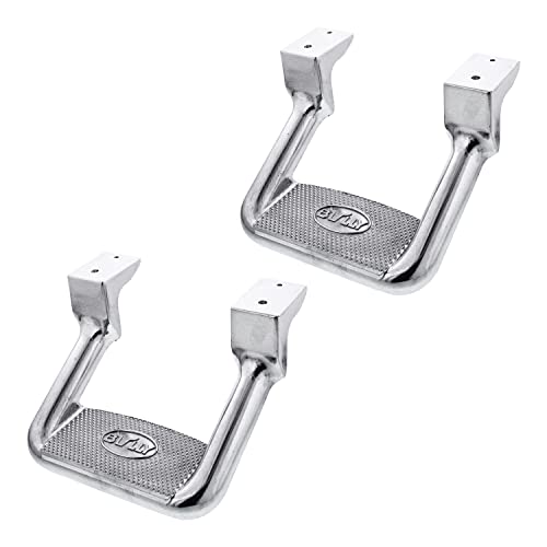 Bully AS-200 Polished Aluminum Universal Fit Truck Side Step Set of 2 for Trucks from Chevy (Chevrolet), Ford, Toyota, GMC, Dodge RAM, Jeep