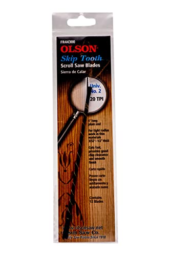 Olson Saw FR44300 Skip Tooth 0.29 x 0.12-Inch 20 TPI Scroll Saw Blade