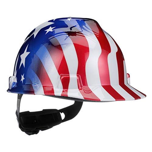MSA 10052945 American Freedom Series V-Gard Slotted Protective Cap, American Stars & Stripes