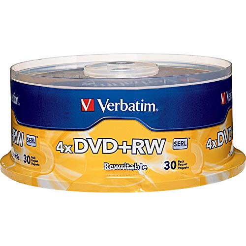 Verbatim DVD+RW 4.7GB 4X with Branded Surface – 30pk Spindle