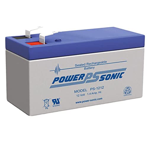 Power-Sonic Rechargeable Sealed Lead Acid Battery PS-1212 12V 1.4 AH @ 20-hr. 12V 1.3 AH @ 10-hr, Gray case – Blue top (PS-1212F1)