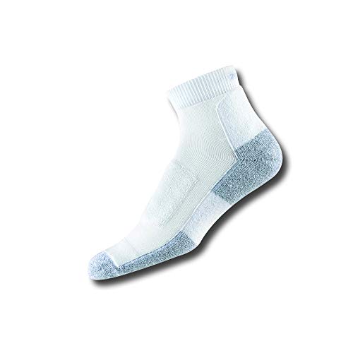 Thorlos Women’s LWMXW Thin Cushion Walking Ankle Socks, White/Platinum, Medium