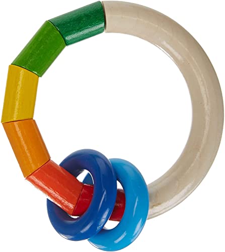 HABA Kringelring Wooden Clutching Toy Rattle with Plastic Rings (Made in Germany)