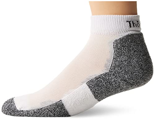 thorlos mens Lrmxm Thin Cushion Ankle running socks, White/Navy, Large US