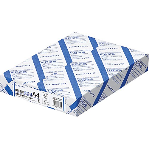 Kokuyo KB Paper, White Degree 80%, Paper Thickness 0.09 mm, 64gsm, A4, 500 Sheets, FSC Certified, Japan Import (KB-39N)