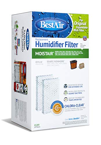 BestAir E2R Extended Life Replacement Paper Wick Humidifier, Emerson & Kenmore Models, 6.5″ x 5.5″ x 11.5″, Single Pack (2 Filters), No Size, No Color