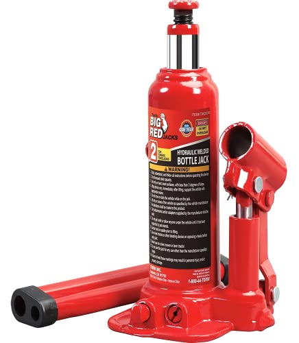 BIG RED T90203B Torin Hydraulic Welded Bottle Jack, 2 Ton (4,000 lb) Capacity, Red