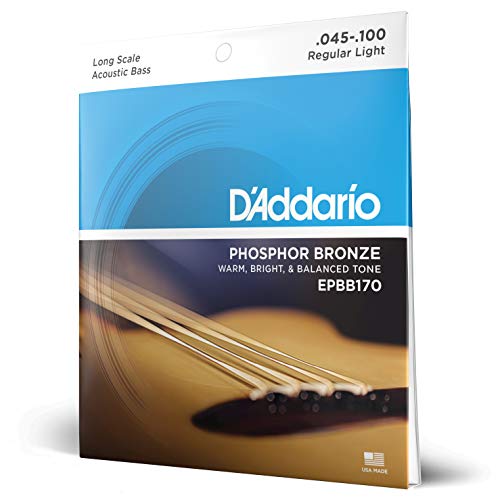 D’Addario Acoustic Bass Guitar Strings – Acoustic Bass Strings – Phosphor Bronze – EPBB170 – Acoustic Bass Guitar 4 String Set – ‎45-100 Gauge – 1 Pack