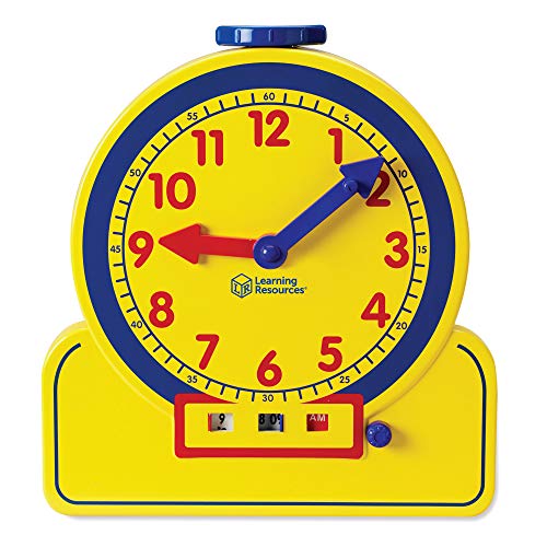 Learning Resources Primary Time Teacher 12-Hour Learning Clock, Teaching Clocks for Kids, Ages 4+