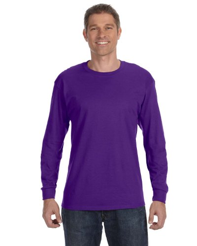 Jerzees Men’s Heavyweight Blend 50/50 Long Sleeve T-Shirt (Deep Purple, Medium)
