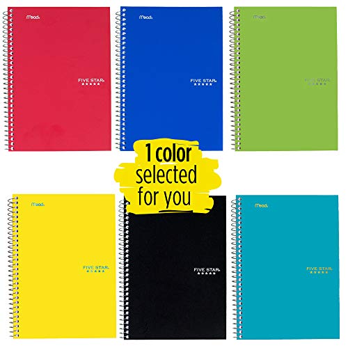 Five Star Spiral Notebook, 2 Subject, College Ruled Paper, 100 sheets, 9-1/2″ x 6″, Color Selected For You, 1 Count (06180)