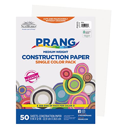 Prang (Formerly SunWorks) Construction Paper, White, 9″ x 12″, 50 Sheets