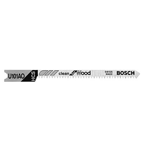 BOSCH U101AO 5-Piece 3-1/4 In. 20 TPI Clean for Wood U-shank Jig Saw Blades, Silver