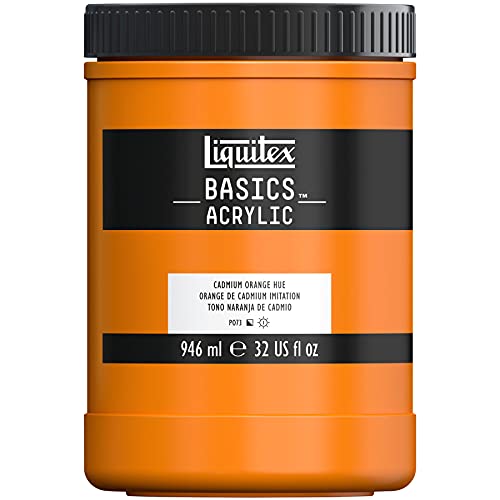 Liquitex BASICS Acrylic Paint, 946ml (32-oz) Jar, Cadmium Orange Hue