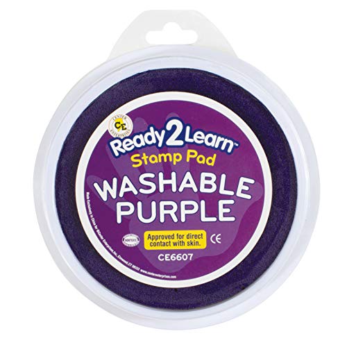 READY 2 LEARN Jumbo Circular Washable Stamp Pad – Purple – 5.75″ dia. – Non-Toxic – Fade Resistant – Ideal Size for Handprints and Footprints
