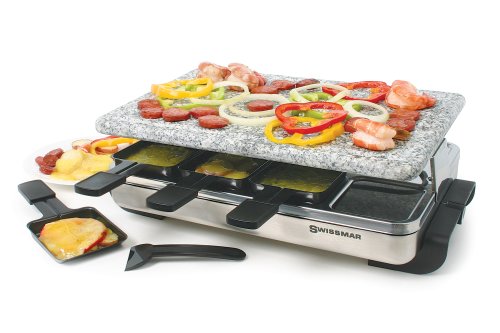 Swissmar Stelvio 8 Person Stainless Steel Raclette with Granite Stone Top | The Storepaperoomates Retail Market - Fast Affordable Shopping