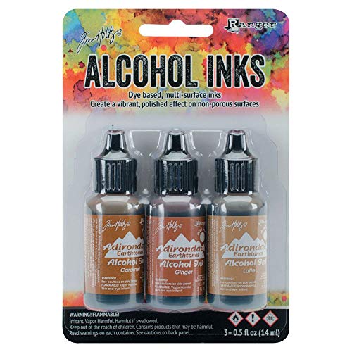 Ranger Adirondack Alcohol Ink 1/2-Ounce 3/Pkg, Cabin Cupboard, Caramel/Ginger/Latte (AAI-20691)