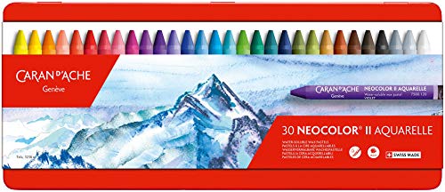 Caran d’Ache Classic Neocolor II Water-Soluble Pastels, 30 Colors