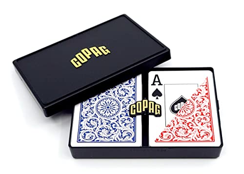 Copag 1546 Design 100% Plastic Playing Cards, Poker Size Red/Blue (Jumbo Index, 1 Set)