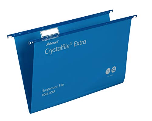 Rexel Crystalfile Extra Suspension File Polypropylene 15mm Foolscap Blue Ref 70630 [Pack of 25]